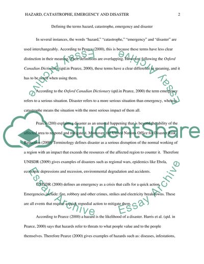 Hazards, Emergencies, Disasters, and Catastrophes