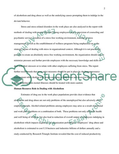 Human Resource Role in Dealing with Alcoholism