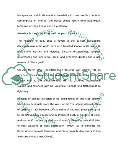 When Should We Bring Our Troops Home from Iraq