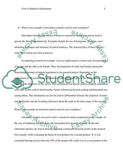 Uses of Statistical information
