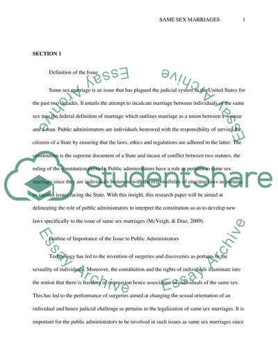 Role of Public Administrators to Develop New Laws as Pertains to Same-Sex Marriages