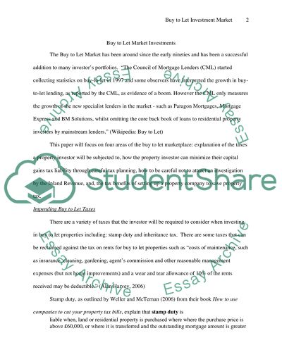 Buy to Let - Market Investments