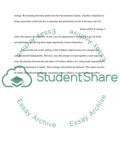 Team Conflict and Strategy