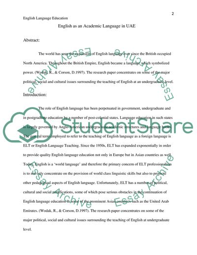English as an Academic Language in UAE