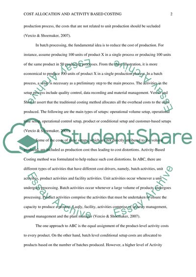 Standard costing and activity based costing picture