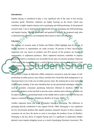 Impact of Shelf-Positioning On Impulse Buying of Fast Moving Consumer Goods