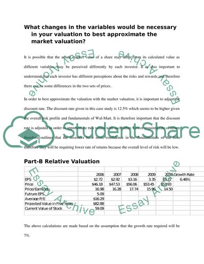 What changes in the variables would be necessary in your valuation to best approximate the market valuation