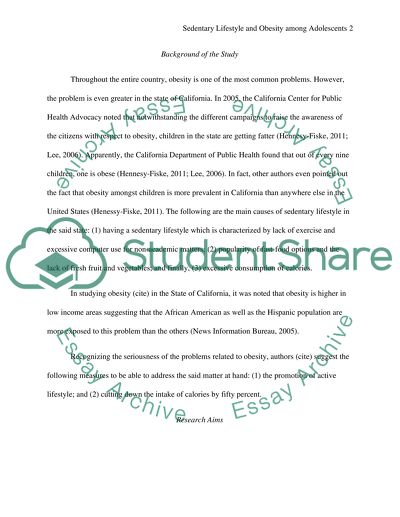 Sedentary Lifestyle and Obesity among Adolescents