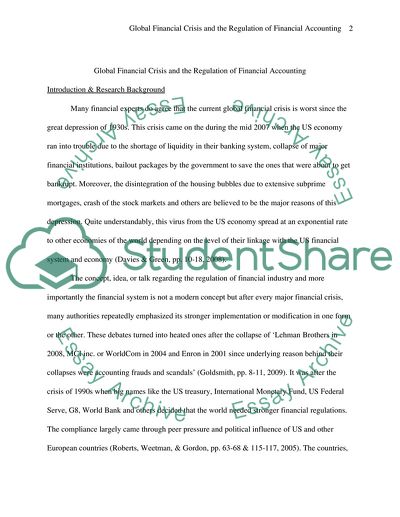 Global financial Crisis and the regulation of financial accounting