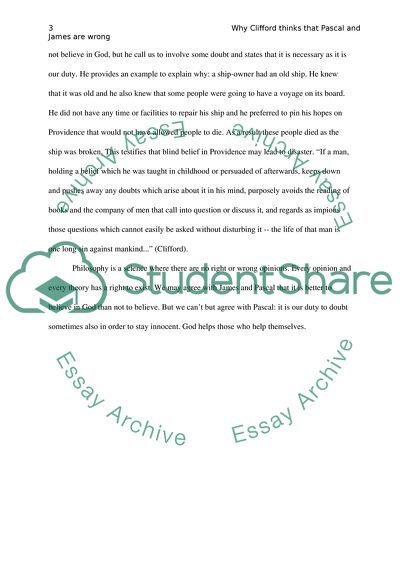 Clifford thinks Pascal and James are wrong