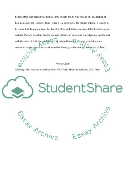 Americas Crisis of Faith by Fei Xiaotong