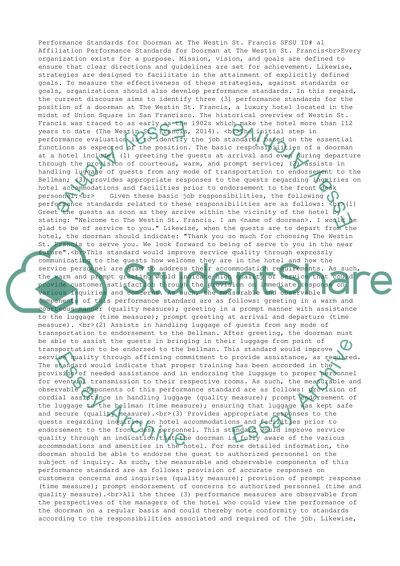 Perfomance standards