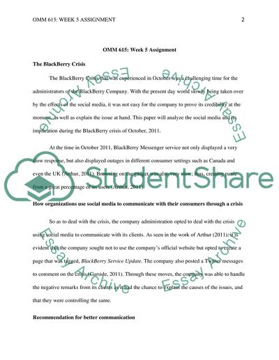 OMM 615: Week 5 ASSIGNMENT