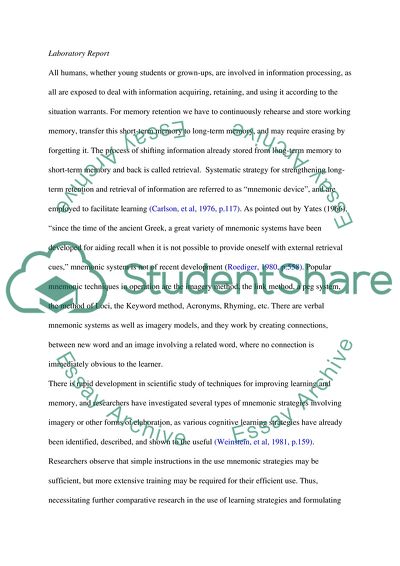 Effectiveness of Mnemonic Strategies on Recall: Method of Loci over Imagery Method