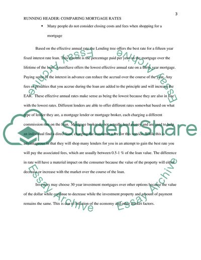 Comparing mortgage rates