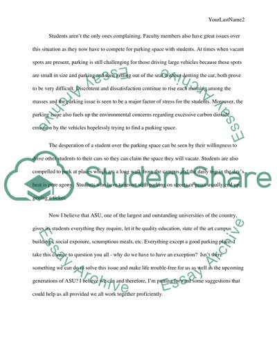 Traffic around ASU Campus and Limited Parking Space
