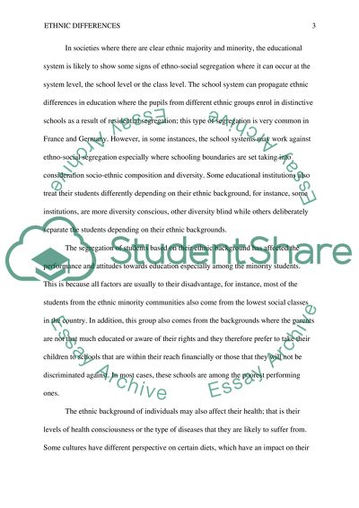 Ethnic Differences and Their Impact in Education, Health and Workplace Relations