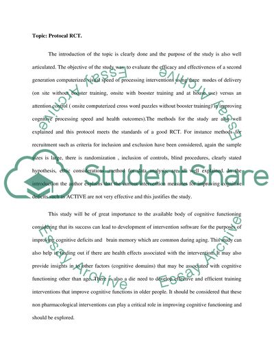 The Randomized Clinical Trial Protocol Content