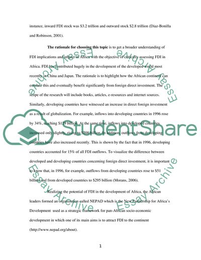 Foreign Direct Investment in Africa