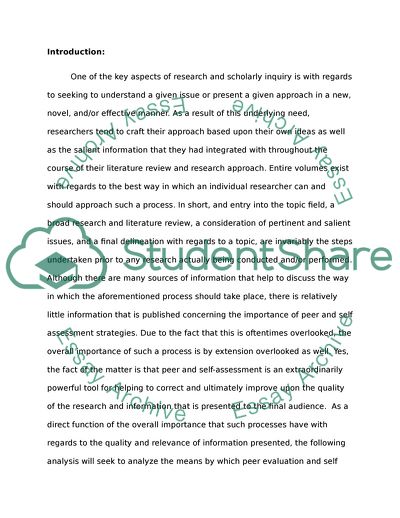 Peer and Self Assessment Strategies