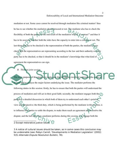 Enforceability of Local and International Mediation Outcome