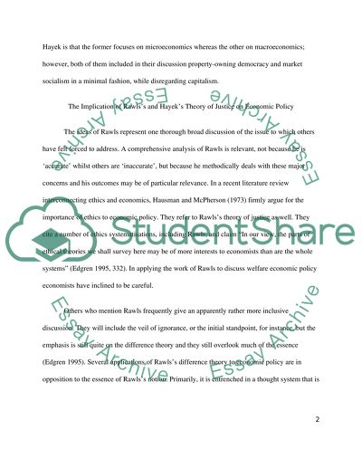 The Implication of Rawlss and Hayeks Theory of Justice