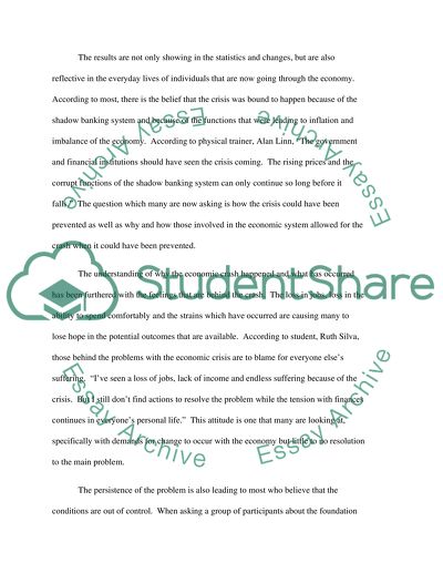 The Economic Crisis: The Problems With The Economic Crash