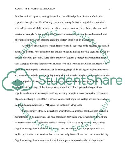 Cognitive Strategy Instruction