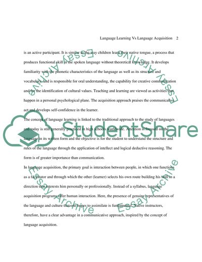 language acquisition and language learning essay