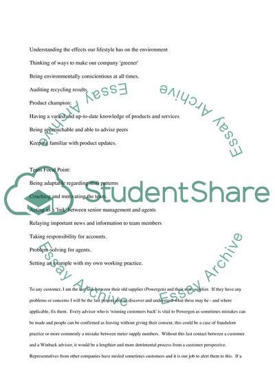 work based assignment example