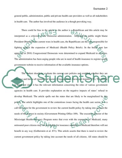 Reviewing Article on Healthcare Policies