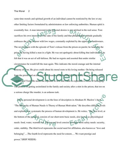 The Moral Development of Tom Joad in the Grapes of Wrath