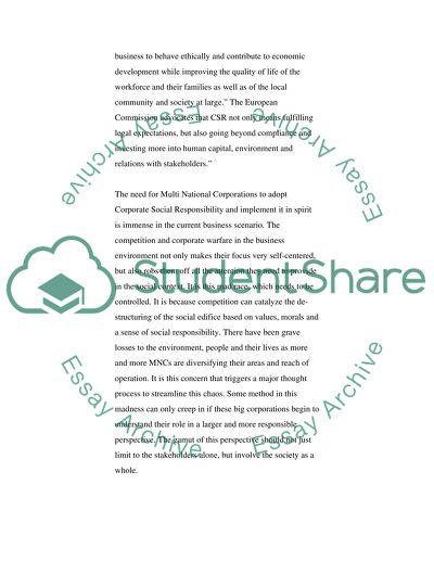 Corporate Social Responsibility Policy of Multi-National Corporations