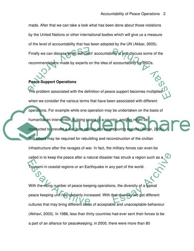 Accountability of Peace Operations