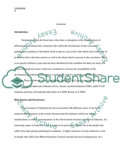 Risk Factors and Occurrence of Leukemia