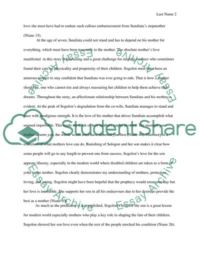 Personal Reflection to The Epic Sundiata