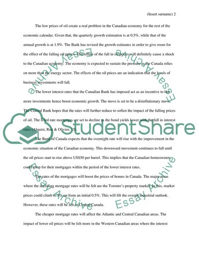 Canadian Bank forecast of the Canadian Economy