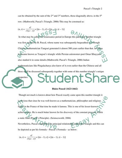 Pascals Triangle: History and Implications Including Functionality
