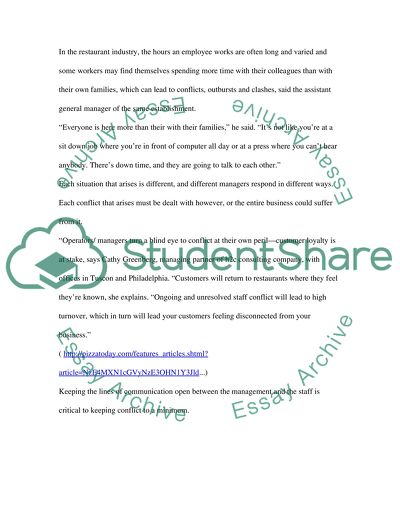 Conflict Management in the Restaurants