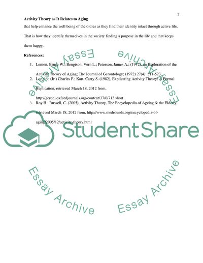 Discuss the activity theory as it relates to aging