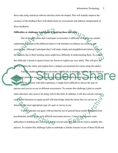 INFORMATION TECHNOLOGIES: Opportunities for Advancing Educational Assessment