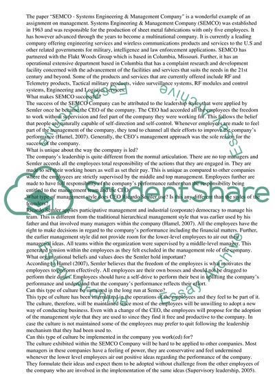 Systems Engineering and Management Company: SEMCO