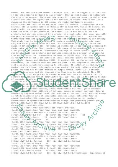 Nominal and Real GDP