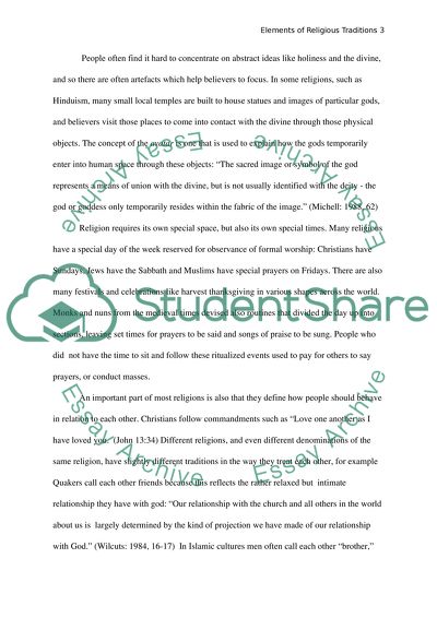 Elements of Religious Traditions Paper