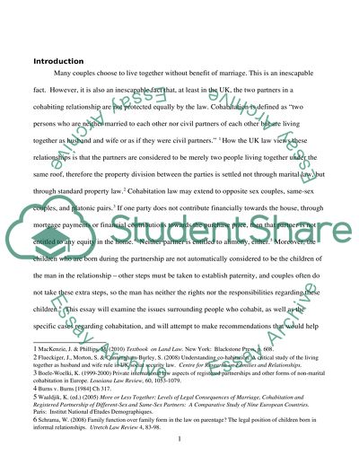 Issues Surrounding Cohabitation, Law Regarding Cohabitation