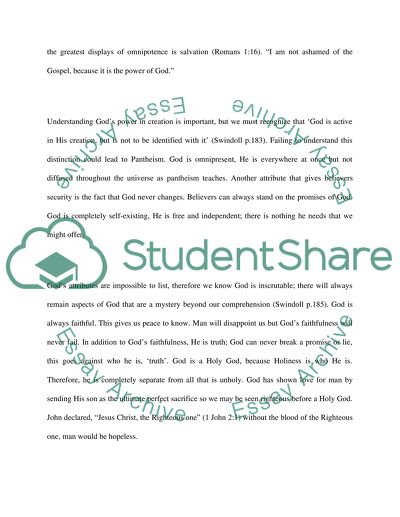 Word of God (The attributes and the perfections of God)