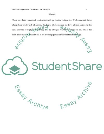 The Case of Medical Malpractice