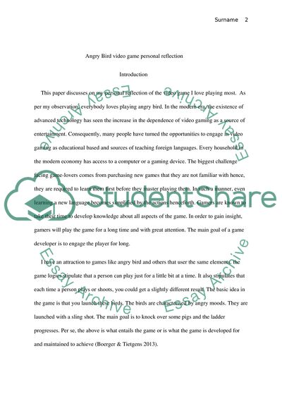 Angry Bird Video Game Personal Reflection