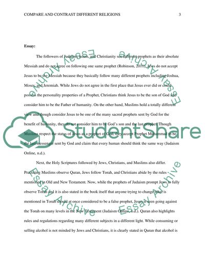 Comparing and Contrast Different Religions