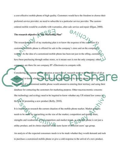 Marketing Research Plan for a Customized Mobile Phone